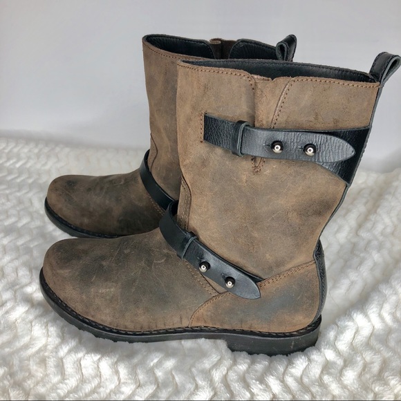 RAG & BONE Distressed Waxed Leather Moto Boots - Picture 3 of 8